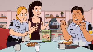 Lacey and the cops in Corner Gas Animated